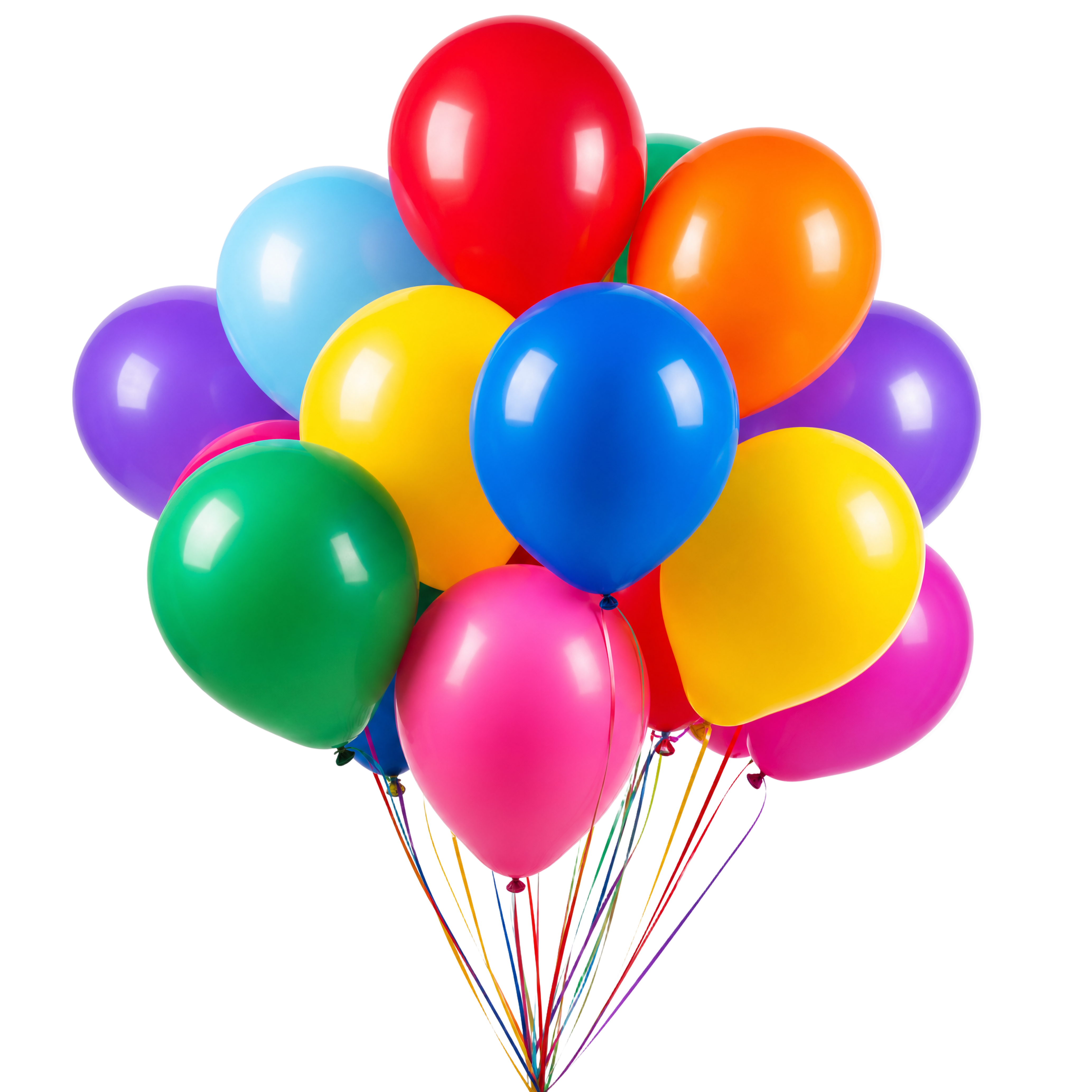 Exempel på en AI-genererad bild: färgglada ballonger med genomskinlig bakgrund